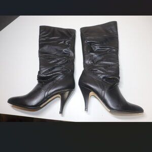 Vintage Liz Olemberg Black Mid Calf Boot Heeled Size 6B